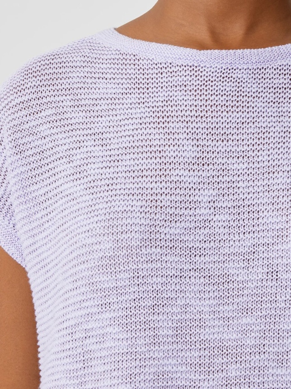 Eileen Fisher Organic Linen Cotton Slub Box Top Med Lilac Knit Casual Coastal - Picture 4 of 11